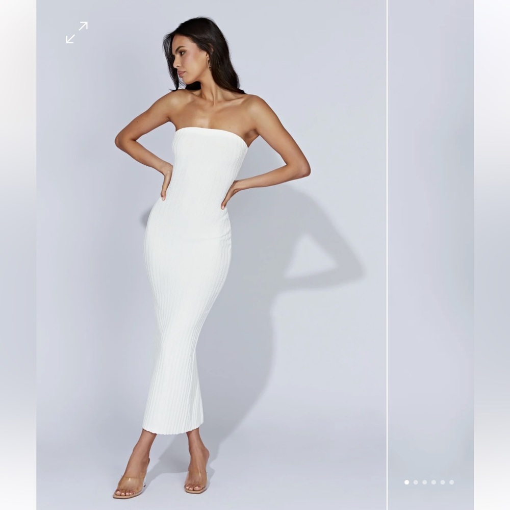 Meshki “Imani” - strapless knit maxi dress (white)